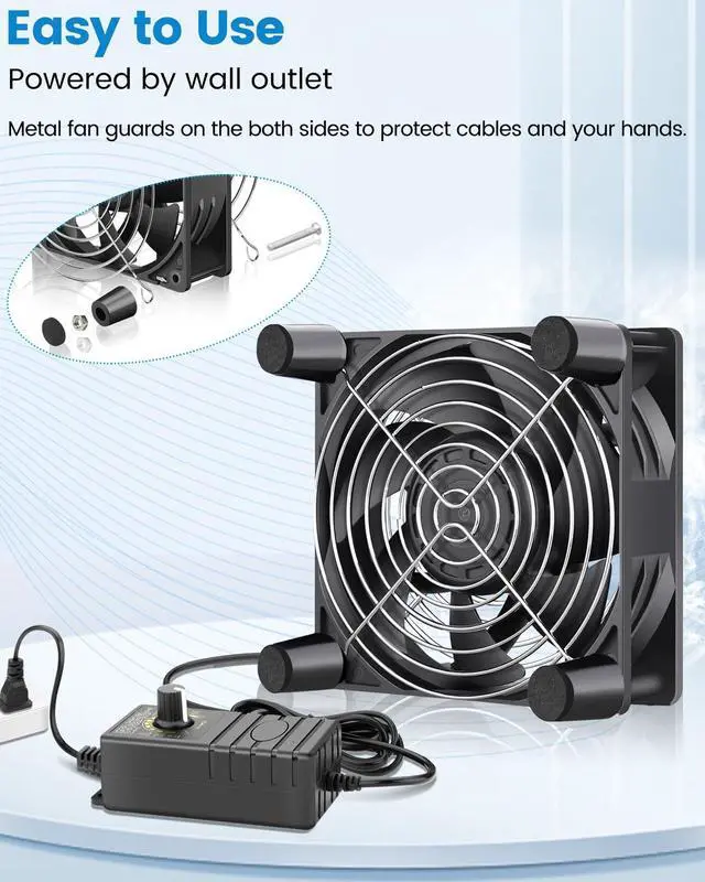 Alt view image 5 of 5 - GDSTIME 120mm x 38mm Computer Fan with Variable Speed Controller, Powerful Airflow High Static Pressure 110V 220V AC Powered for Biltong Box, Server Rack, Solder Fume Extractor Cooling Ventilation