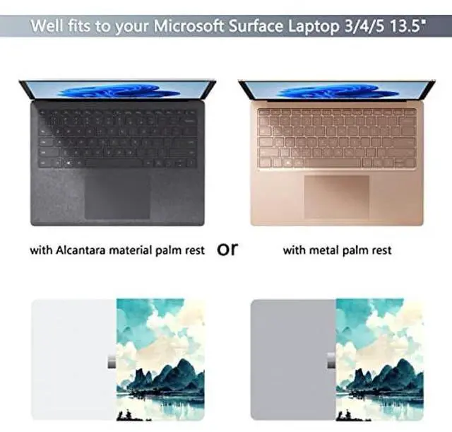 Alt view image 2 of 5 - Batianda Case for 13.5" Microsoft Surface Laptop 5 4/3 with Metal Palm Rest Model 1951, Designed Protective Plastic Hardshell & Keyboard Cover & Screen Protector, Landscape Painting