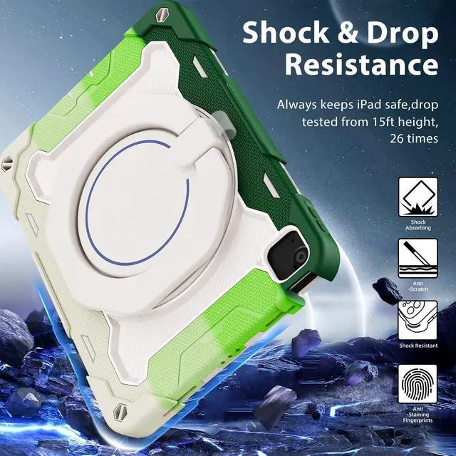 Alt view image 5 of 5 - ROISKIN for iPad Air 11 inch Case (M3 2025/M2 2024)/ Air 6th Generation for Kids with HD Screen Protector, 360 Rotating Kickstand, Shoulder Strap, Rugged Heavy Duty Military Case for iPad Air 11