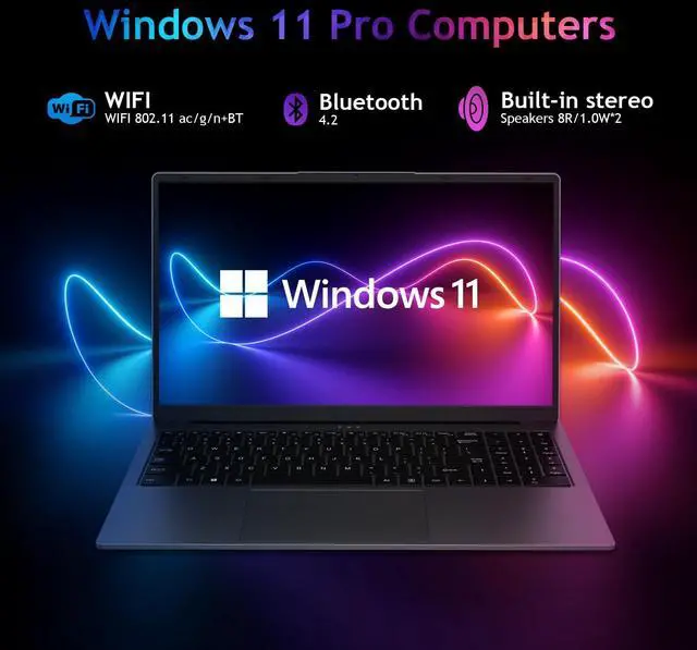 Alt view image 4 of 5 - KurieTim 16" Business Laptop, AMD Ryzen 3 3250U Processor, Up to 3.5GHz, 8GB RAM, 512GB SSD, Fingerprint Unlock, Backlight Keyboard, Secure Webcam, 57Wh Battery, USB-C PD, Win 11 Pro Laptops, Gray