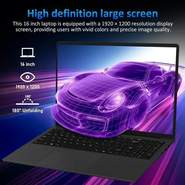 Alt view image 5 of 5 - KurieTim 16" Business Laptop, AMD Ryzen 3 3250U Processor, Up to 3.5GHz, 8GB RAM, 512GB SSD, Fingerprint Unlock, Backlight Keyboard, Secure Webcam, 57Wh Battery, USB-C PD, Win 11 Pro Laptops, Gray