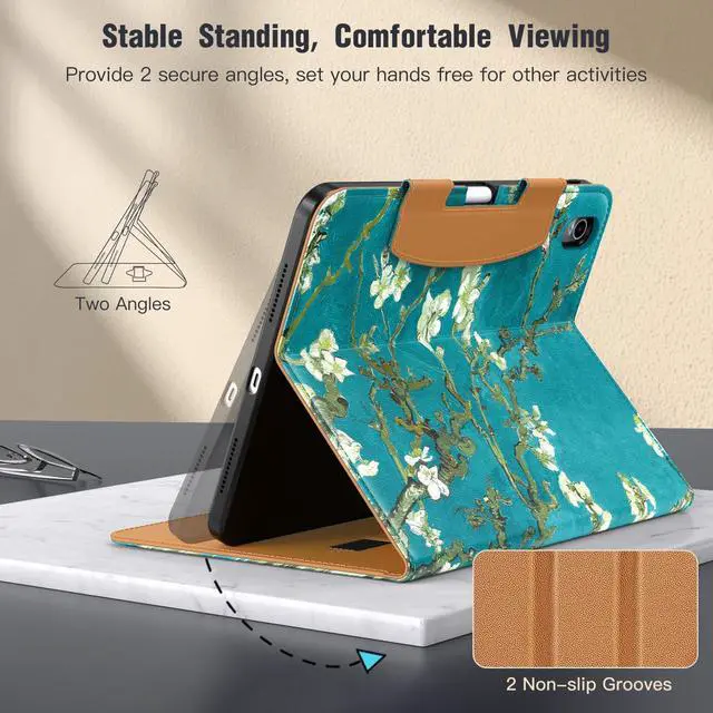 Alt view image 4 of 5 - MoKo for New iPad (A16) 11th Generation Case 11-inch 2025, iPad 10th Generation Case 10.9" 2022 with Pencil Holder & Pocket, Premium Leather Folio Stand Cover, Multiple Viewing Angles, Apricot Blossom