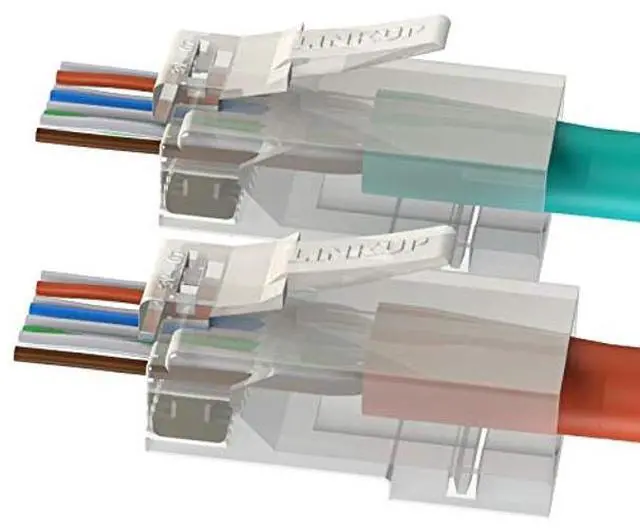 Main image of LINKUP - RJ45 Cat6 Connectors EZ Pass Through Ends | Ethernet Cat 6 Passthrough Solid Plug | UTP Gigabit Round Cable Connector | Platinum Gold Plated High Performance | 105 Pack