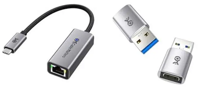 Main image of #1 Cable Matters 1-Pack USB C to 2.5Gb Ethernet Adapter, 2.5 Gigabit Network Speed, USB C to Ethernet Adapter #2 2-Pack 10Gbps USB to USB C Adapter for Fast Charging & High-Speed Data Transfer