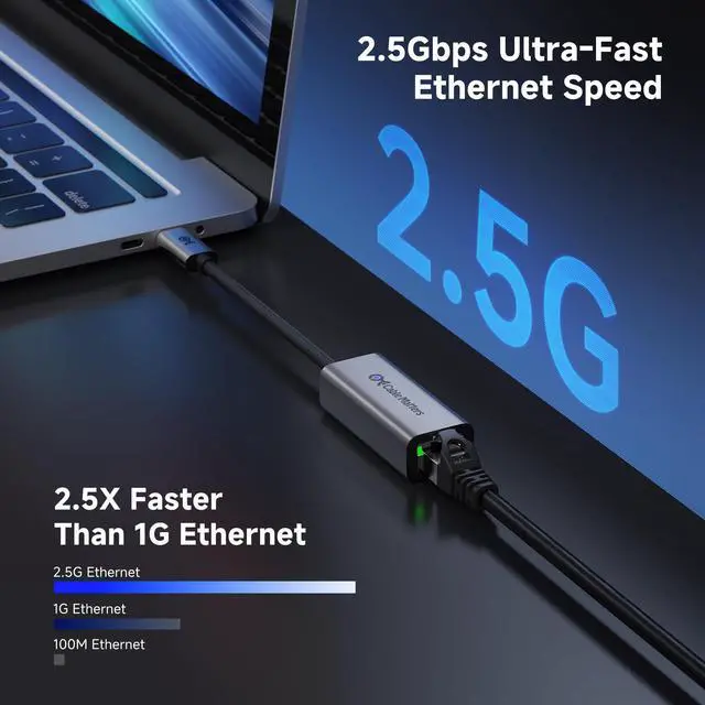 Alt view image 3 of 5 - #1 Cable Matters 1-Pack USB C to 2.5Gb Ethernet Adapter, 2.5 Gigabit Network Speed, USB C to Ethernet Adapter #2 2-Pack 10Gbps USB to USB C Adapter for Fast Charging & High-Speed Data Transfer