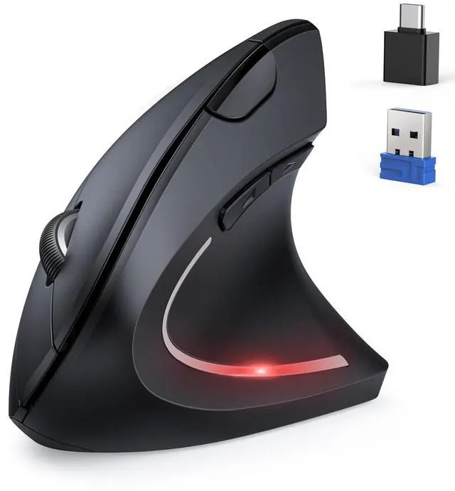 Main image of TECKNET Ergonomic Mouse, Jiggler Bluetooth Wireless Vertical Mouse, 4800 DPI Silent Mouse with 6 Adjustable DPI Levels, 2.4GHz (USB A & C) Mouse, 6 Buttons Computer Mice - Wide Compatibility