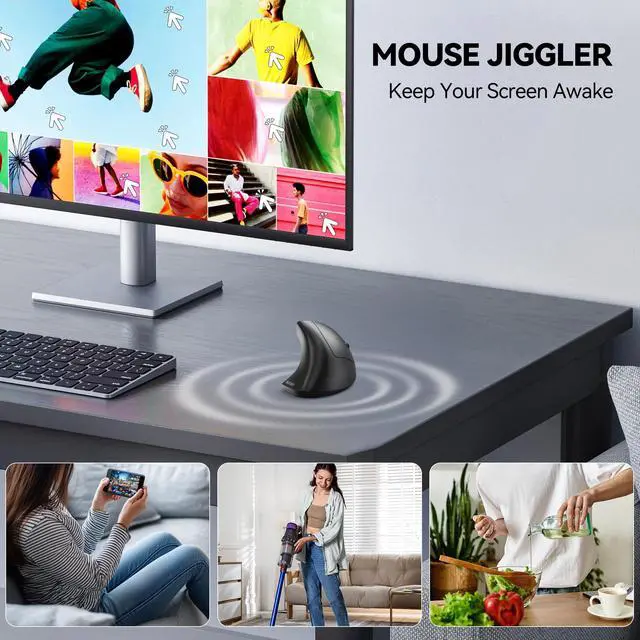 Alt view image 3 of 5 - TECKNET Ergonomic Mouse, Jiggler Bluetooth Wireless Vertical Mouse, 4800 DPI Silent Mouse with 6 Adjustable DPI Levels, 2.4GHz (USB A & C) Mouse, 6 Buttons Computer Mice - Wide Compatibility