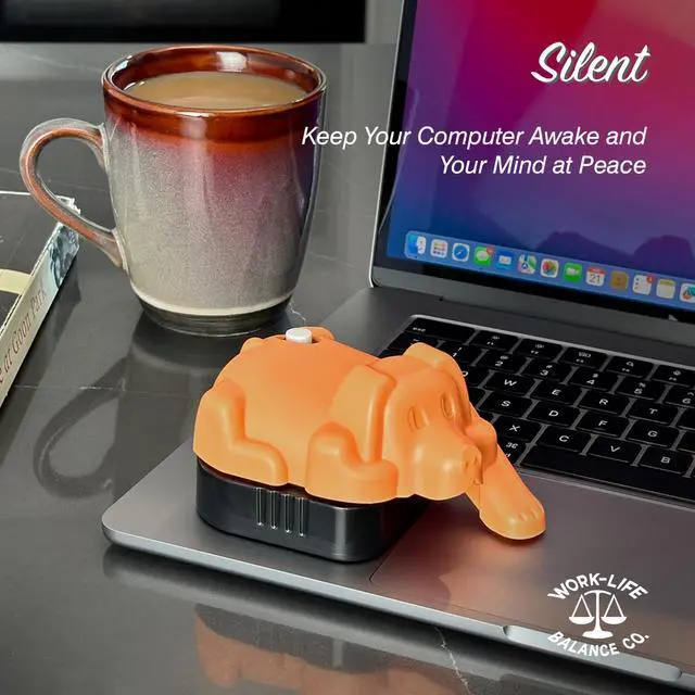 Alt view image 5 of 5 - Laptop Trackpad Jiggler -AA Battery lasts 6 months -Undetectable -Cordless Mouse Jiggler -Does Not Work on DeII -Keeps Touchpad Active, Laptop Awake -Mechanical Mouse Mover -ON/Off Switch (Orange Dog)