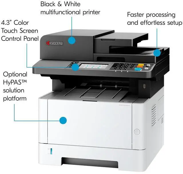 Alt view image 5 of 5 - KYOCERA ECOSYS MA4000wifx Monochrome All-in-One Wireless Laser Printer (Print/Copy/Scan/Fax) up to 42ppm, Dual Scan Document Processor and Free OCR, Cloud & Mobile Utilities