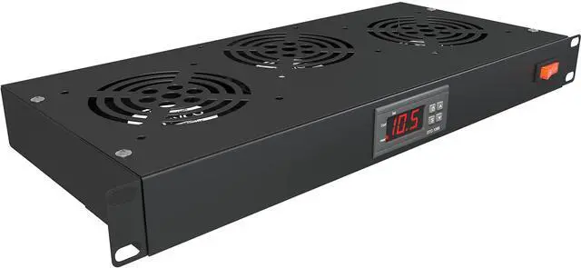 Main image of Rack Mount Fan - 3 Fan Server Cooling System - 1U 19" Rackmount Cabinet Panel Adjustable Temperature Control (Digital Heat Monitor Display) Sensor Alarm (Overheat Air Flow Top Exhaust) Tupavco TP1731