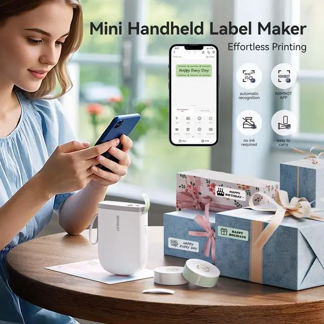 Alt view image 4 of 5 - NIIMBOT D11 New Version Label Maker Machine with 3 Rolls Tape, 300DPI Bluetooth Label Printer, Portable Thermal Printer, Sticker Maker for Organizing Home Office School,White