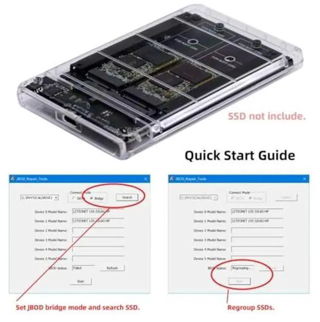 Alt view image 5 of 5 - chenyang M.2 NGFF SATA SSD 2 in 1 Combo JBOD Adapter with 2.5" USB C Hard Drive Enclosure