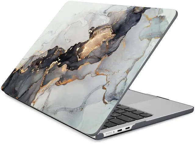 Alt view image 4 of 5 - Batianda Premium Case for New MacBook Air 15 inch 2025 M4 2024 2023 with M3 M2 Chip Model A3114 A2941, Designed Protective Plastic Hardshell & Keyboard Cover & Screen Protector, Gold Fluid Art