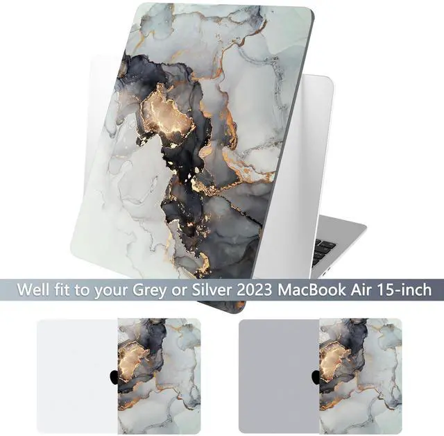 Alt view image 3 of 5 - Batianda Premium Case for New MacBook Air 15 inch 2025 M4 2024 2023 with M3 M2 Chip Model A3114 A2941, Designed Protective Plastic Hardshell & Keyboard Cover & Screen Protector, Gold Fluid Art
