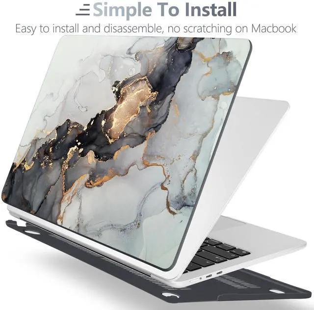 Alt view image 5 of 5 - Batianda Premium Case for New MacBook Air 15 inch 2025 M4 2024 2023 with M3 M2 Chip Model A3114 A2941, Designed Protective Plastic Hardshell & Keyboard Cover & Screen Protector, Gold Fluid Art