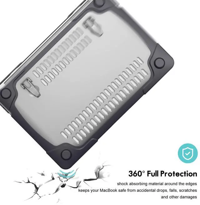 Alt view image 3 of 5 - ProCase for MacBook Pro 13 Inch 2023 M2, 2022 2020 M1 A2338/ A2289/ A2251, Heavy Duty Hard Shell Case with Dual Layer Protective Cover and Kickstand for MacBook Pro 13-inch -Black