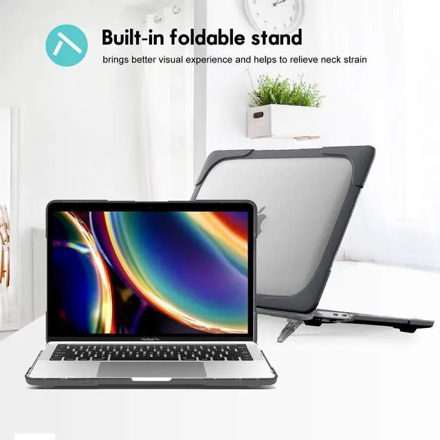 Alt view image 4 of 5 - ProCase for MacBook Pro 13 Inch 2023 M2, 2022 2020 M1 A2338/ A2289/ A2251, Heavy Duty Hard Shell Case with Dual Layer Protective Cover and Kickstand for MacBook Pro 13-inch -Black