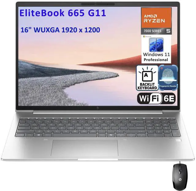Main image of HP Elitebook 665 G11 16" FHD+ Business Laptop Computer, 6-Core AMD Ryzen 5 7535U (Beat i5-1335U), 16GB DDR5 RAM, 512GB PCIe SSD, WiFi 6E, Backlit KB, Fingerprint Reader, Windows 11 Pro, Vent-Hear