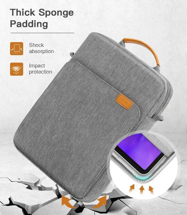 Alt view image 4 of 5 - MoKo 9-11 Inch Tablet Sleeve Bag Handle Carrying Case with Shoulder Strap Fits 11inch iPad Air M3, iPad A16 2025, Pro 11 inch, iPad 10/9/8/7th Gen, Tab S8/S9 11", Dark Gray