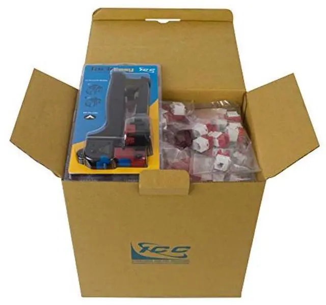 Main image of ICC CAT6 Keystone Jack with Slim Profile 180 Degree Punch Down, RJ45 UL Listed PoE++ TAA Compliant for Wall Plate or Patch Panel, Includes JackEasy Termination Tool, White 400 Pack