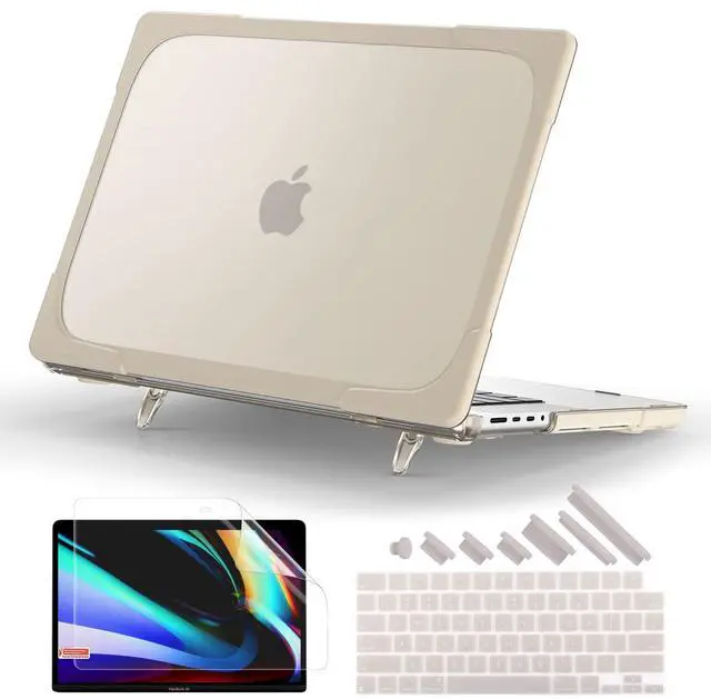 Main image of Batianda Compatible with New MacBook Pro 16 inch Case 2024 M4 Chip 2023 2021 Release with M3 M2 Pro Max, Heavy Duty Protective Plastic Hard Shell with Fold Kickstand & Keyboard Cover Protector, Khaki