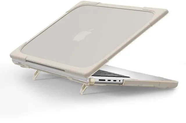 Alt view image 3 of 5 - Batianda Compatible with New MacBook Pro 16 inch Case 2024 M4 Chip 2023 2021 Release with M3 M2 Pro Max, Heavy Duty Protective Plastic Hard Shell with Fold Kickstand & Keyboard Cover Protector, Khaki