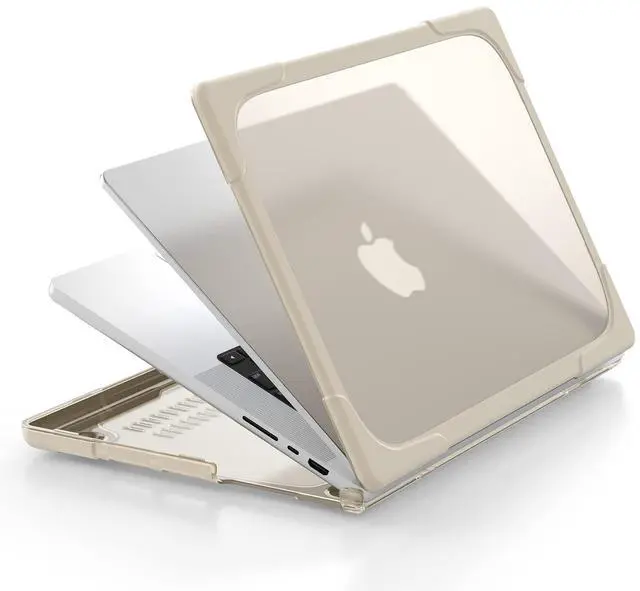 Alt view image 4 of 5 - Batianda Compatible with New MacBook Pro 16 inch Case 2024 M4 Chip 2023 2021 Release with M3 M2 Pro Max, Heavy Duty Protective Plastic Hard Shell with Fold Kickstand & Keyboard Cover Protector, Khaki
