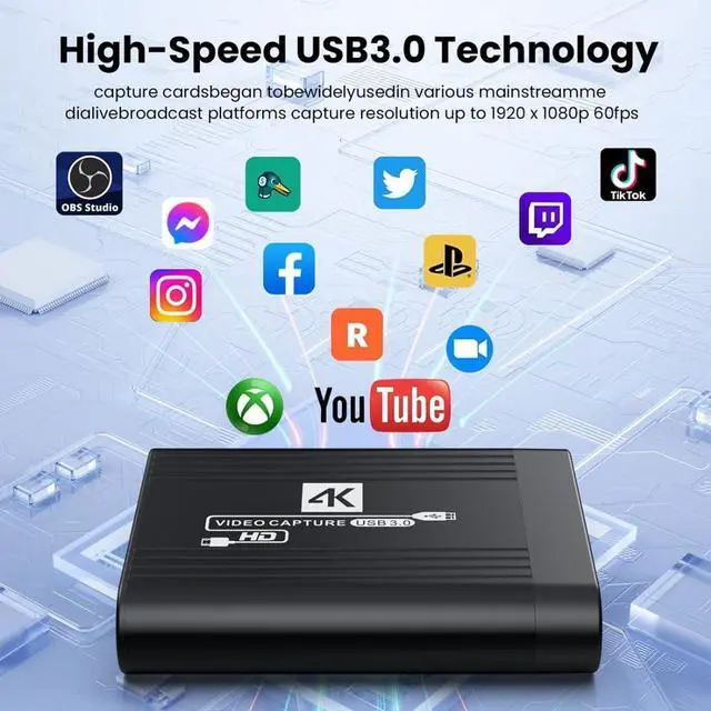 Alt view image 5 of 5 - chenyang 4K HDMI Audio Video USB 3.0 Capture Card 1080P 60FPS for PS4/PS5/Switch/Camera/OBS Support Live Streaming/Video Conference/Game Capture/Hometheater