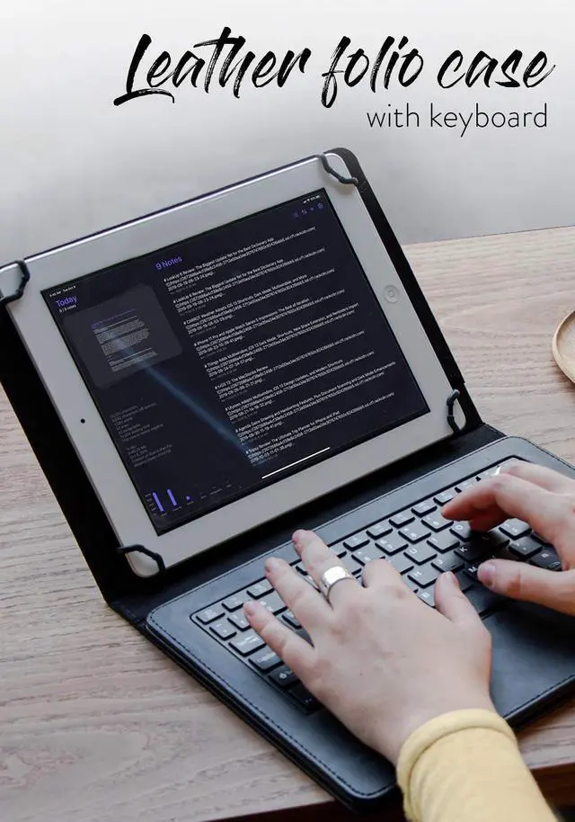 Alt view image 2 of 5 - COOPER Infinite Executive Universal Tablet Keyboard Case for 7, 7.9, 8 inch | Tablet Case with Keyboard & 2-in-1 Leather Folio Cover | Bluetooth, Wireless, Hotkeys | Android, Windows, iPadOS (Black)