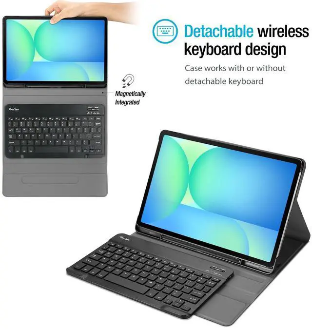 Alt view image 2 of 5 - ProCase Keyboard Case for Galaxy Tab S10 FE 2025 / S9 FE 5G/ WiFi 10.9 Inch 2023 with S Pen Holder, Protective Cover with Detachable Wireless Keyboard for Galaxy Tablet 10.9"-Black