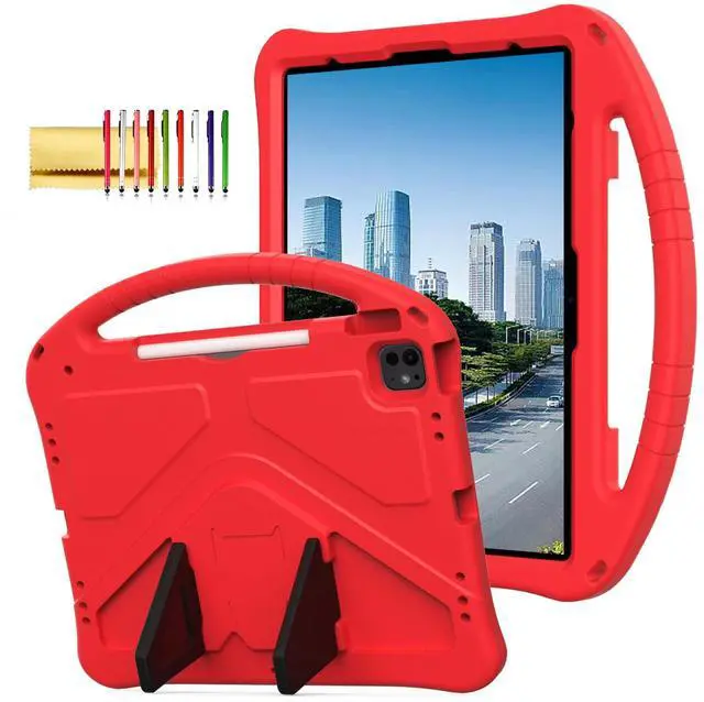 Main image of Dteck for iPad Air 13 Inch M2 2024/iPad Pro 13 inch 2024 M4 Kids Case/iPad Pro 12.9 Cover 6th/5th/4th/3rd Gen 2022/2021/2020/2018 with Pencil Holder Handle Stand EVA Protective Girl Boy Case,Red