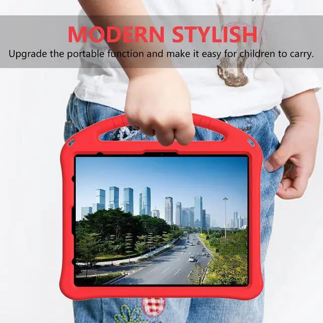 Alt view image 5 of 5 - Dteck for iPad Air 13 Inch M2 2024/iPad Pro 13 inch 2024 M4 Kids Case/iPad Pro 12.9 Cover 6th/5th/4th/3rd Gen 2022/2021/2020/2018 with Pencil Holder Handle Stand EVA Protective Girl Boy Case,Red