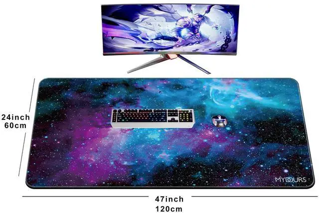 Alt view image 2 of 5 - Mydours 48" x 24" Gaming Mouse Pad - XXL Desk Protector Mat - Rubber & Fabric Full Desk Pad - Computer Desk Pad for Home Office Game (Universe)