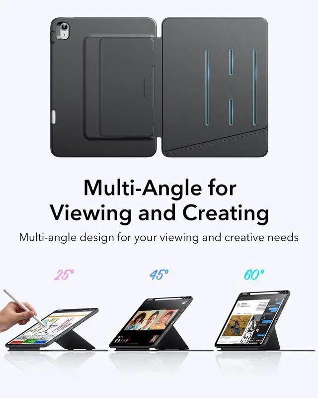 Alt view image 4 of 5 - ESR for iPad Air 13 Inch Case M3/M2 (2025/2024), Vertical Stand Cover, Multi Stand Angles, Ultra-Stable Case for iPad Air 13 with Pencil Holder, Flip Series, Black