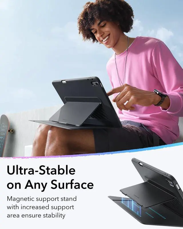 Alt view image 5 of 5 - ESR for iPad Air 13 Inch Case M3/M2 (2025/2024), Vertical Stand Cover, Multi Stand Angles, Ultra-Stable Case for iPad Air 13 with Pencil Holder, Flip Series, Black