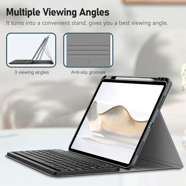 Alt view image 5 of 5 - Fintie Keyboard Case for iPad Pro 13-inch (M4) 2024 with Pencil Holder - Soft TPU Back Cover with Magnetically Detachable Bluetooth Keyboard, Gray