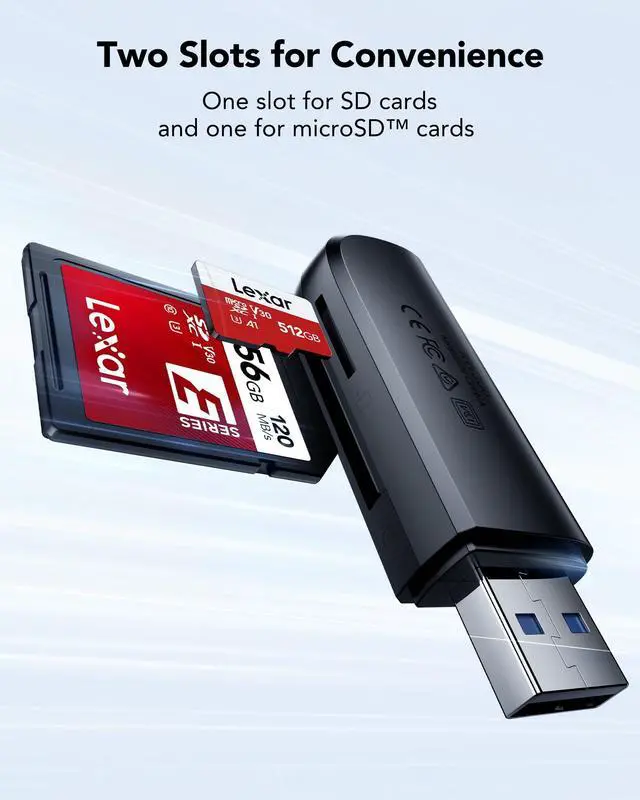 Alt view image 5 of 5 - Lexar E-Series 128GB Micro SD Card 2 Pack and Lexar Dual Slot USB-A Reader