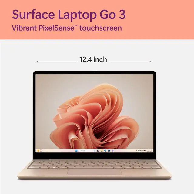 Alt view image 2 of 5 - Microsoft Surface Laptop Go 3 (2023) - 12.4" Touchscreen, Thin & Lightweight, Intel Core i5, 8GB RAM, 256GB SSD SSD, with Windows 11, Sandstone Color Copilot