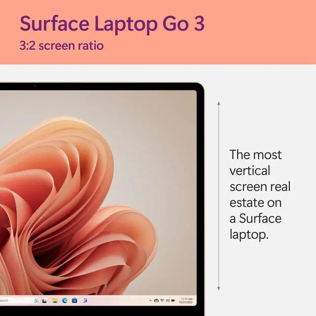 Alt view image 3 of 5 - Microsoft Surface Laptop Go 3 (2023) - 12.4" Touchscreen, Thin & Lightweight, Intel Core i5, 8GB RAM, 256GB SSD SSD, with Windows 11, Sandstone Color Copilot