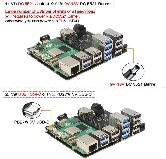 Alt view image 3 of 5 - Geekworm X1013 PCIe to 10-Port USB 3.0 + USB 2.0 USB HUB Shield for Raspberry Pi 5