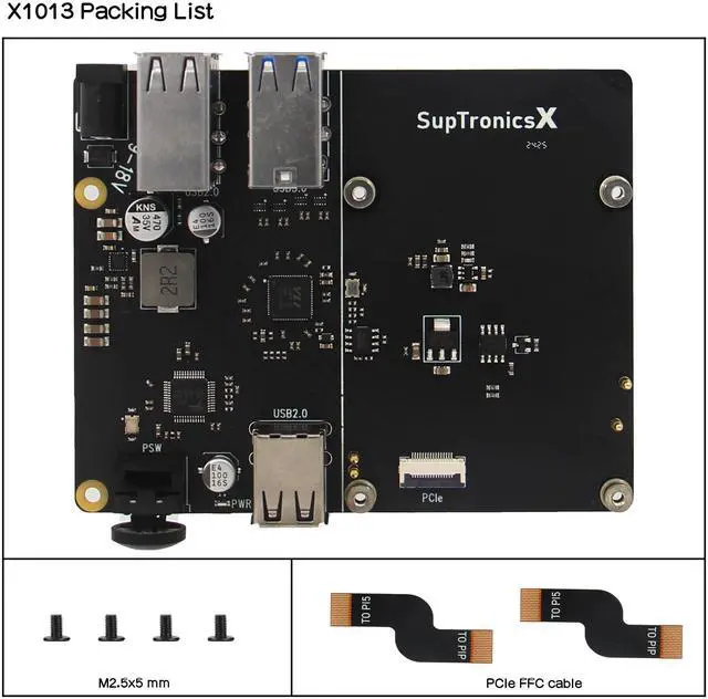 Alt view image 4 of 5 - Geekworm X1013 PCIe to 10-Port USB 3.0 + USB 2.0 USB HUB Shield for Raspberry Pi 5