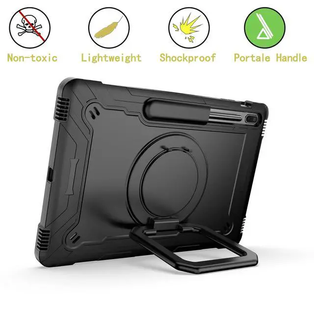 Alt view image 4 of 5 - Dteck Kids Shockproof Case with Handle & 360 Swivel Kickstand Cover for Samsung Galaxy Tab S8+/S7+ FE 12.4", "Black