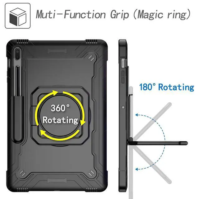 Alt view image 2 of 5 - Dteck Kids Shockproof Case with Handle & 360 Swivel Kickstand Cover for Samsung Galaxy Tab S8+/S7+ FE 12.4", "Black