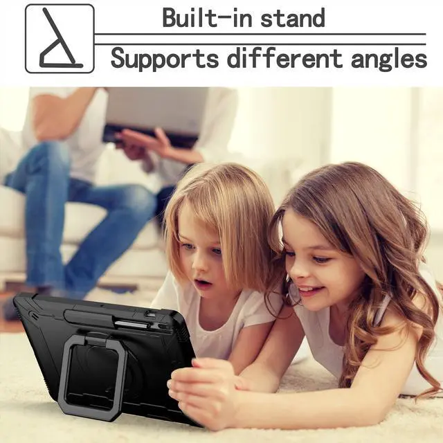 Alt view image 3 of 5 - Dteck Kids Shockproof Case with Handle & 360 Swivel Kickstand Cover for Samsung Galaxy Tab S8+/S7+ FE 12.4", "Black