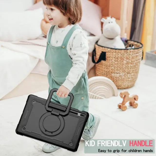 Alt view image 5 of 5 - Dteck Kids Shockproof Case with Handle & 360 Swivel Kickstand Cover for Samsung Galaxy Tab S8+/S7+ FE 12.4", "Black