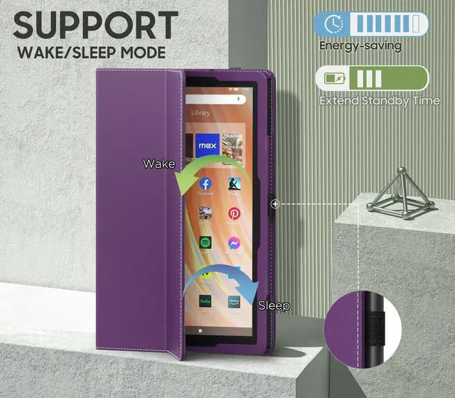 Alt view image 4 of 5 - MoKo Case Fits All-New  Kindle Fire HD 10 & 10 Plus Tablet (13th/11th Generation, 2023/2021 Release) 10.1" - Slim Folding Stand Cover with Auto Wake/Sleep, Purple