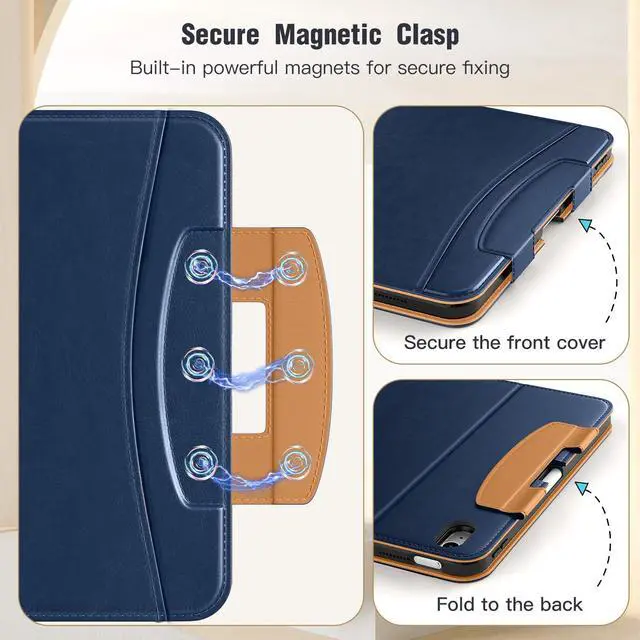 Alt view image 3 of 5 - MoKo for New iPad (A16) 11th Generation Case 11-inch 2025, iPad 10th Generation Case 10.9" 2022 with Pencil Holder & Pocket, Premium Leather Folio Stand Cover, Multiple Viewing Angles, Dark Blue