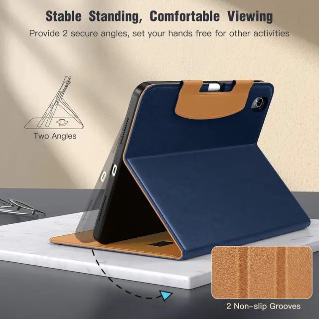 Alt view image 4 of 5 - MoKo for New iPad (A16) 11th Generation Case 11-inch 2025, iPad 10th Generation Case 10.9" 2022 with Pencil Holder & Pocket, Premium Leather Folio Stand Cover, Multiple Viewing Angles, Dark Blue