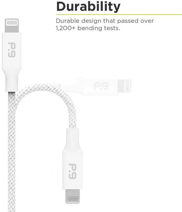 Alt view image 2 of 4 - PureGear Braided USB C to Lightning Cable, Apple MFi Certified Charging Data Sync Cable Support Power Delivery & Type C Chargers for iPhone 14,14 Pro, 14 Pro Max,13,12,11,Xs,XR,X,SE,iPad, White (6 FT)
