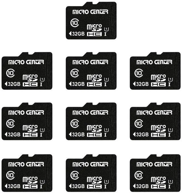 Main image of Micro Center 32GB Class 10 MicroSDHC Flash Memory Card 10 Pack with Adapter for Mobile Device Storage Phone, Tablet, Drone & Full HD Video Recording - 80MB/s UHS-I, C10, U1 (10 Pack)